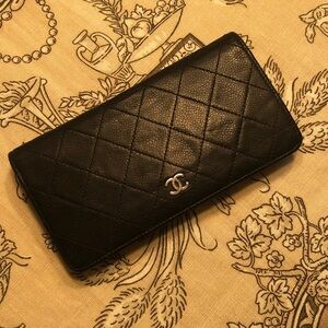 Chanel quilted vintage long wallet